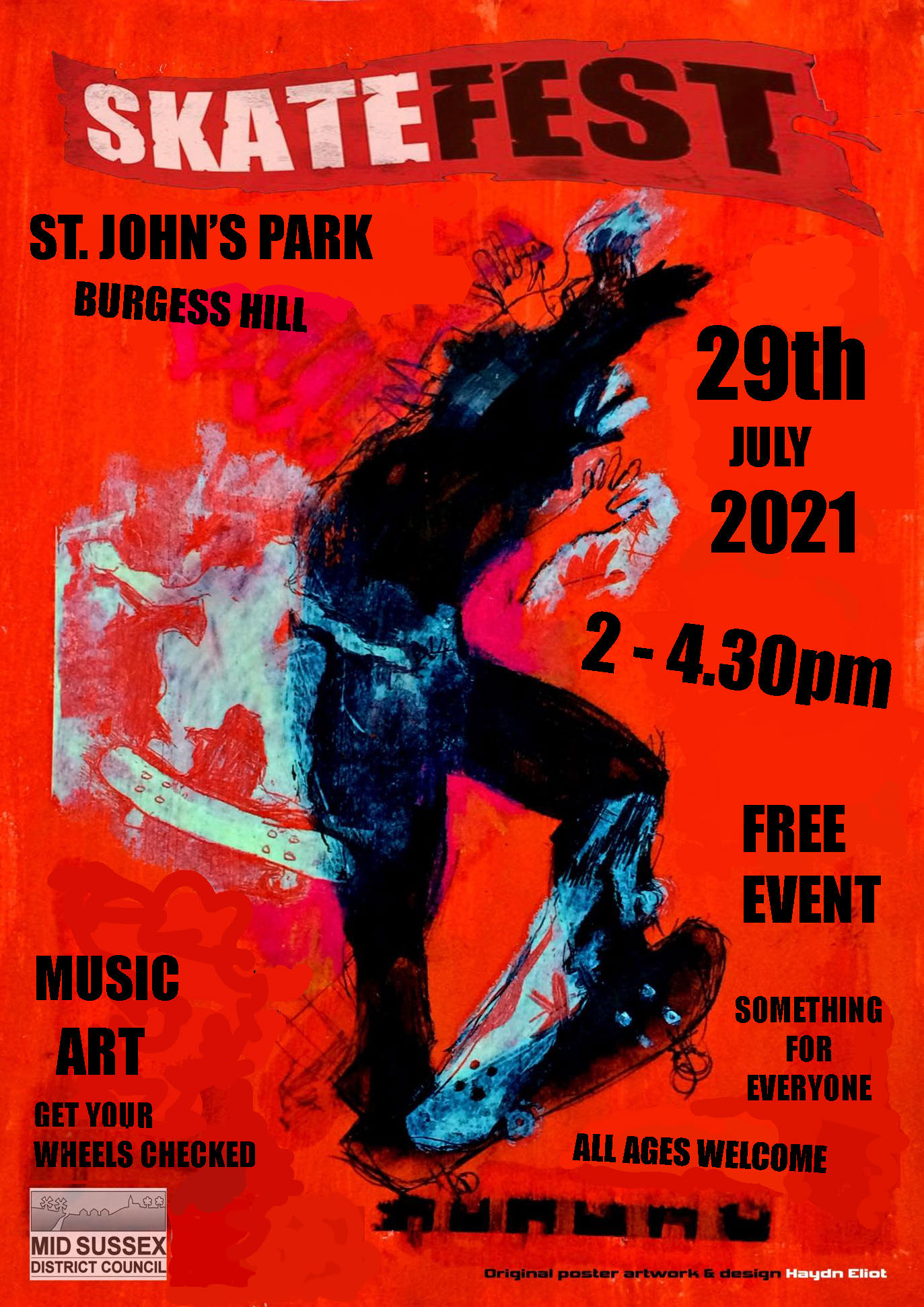 Skate Fest poster 2021 BH Burgess Hill Town Council