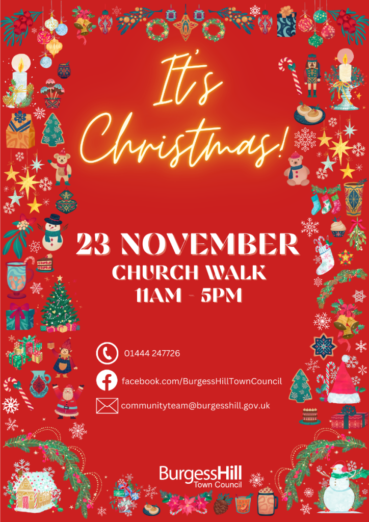 ‘IT’S CHRISTMAS!’  EVENT TO LIGHT UP BURGESS HILL ON NOVEMBER 23RD