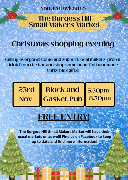 The Burgess Hill Small Makers Market Christmas Shopping Evening